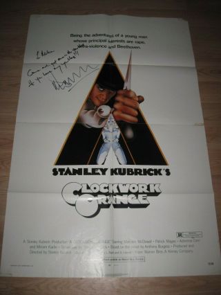 Stanley Kubrick A Clockwork Orange Malcolm Mcdowell Signed Vintage Movie Poster
