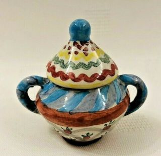 Rare Vintage Mackenzie Childs Miniature Sugar Bowl With Lid C1990 