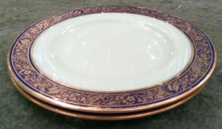 Set Of 2 Lenox Barclay - Salad Plates Gold/dark Blue Floral - 8.  375 " Round,