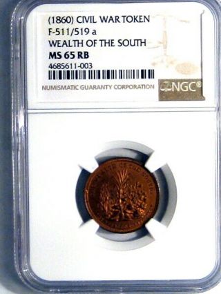 The Wealth Of The South Patriotic Civil War Token R8 NGC MS65 RB 3