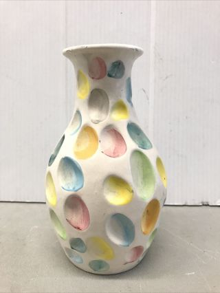 Vintage Italian Studio Pottery Hand Painted Pit Dot Vase 7”