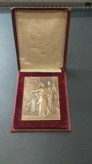 1900 Olympic Paris Xrare Art Nouveau French Bronze Medal Angels By F.  Vernon