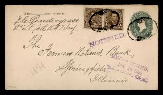 Dr Who 1899 Macon Ga Registered Uprated Stationery To Springfield Il F73603