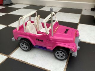 Vintage Barbie Doll R/c Radio Control Jeep Wrangler Pink Vehicle Lights 2000