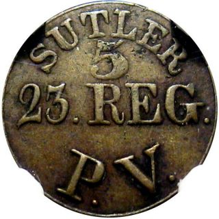 23rd Pennsylvania Volunteers Civil War Sutler Token R9 Ngc