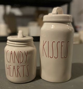 ❤️ Rae Dunn Magenta Candy Hearts And Kisses Canister Valentines Day 2021 Vhtf ❤️