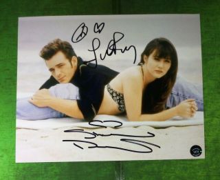 Luke Perry & Shannen Doherty Hand Signed 8x10 Photo 90210