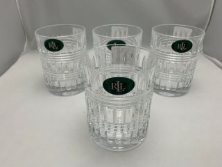 Ralph Lauren Ettrick Doubled Old Fashioned Crystal Glasses Nwt - Set Of 4