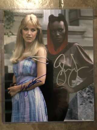 Tanya Roberts Grace Jones Bond Girls Signed Autograph Photo 8 X 10