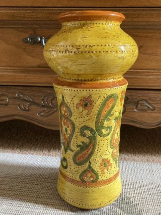 Vintage Rosenthal Netter Paisley Pottery Vase Bitossi Yellow Italy 12 Inch