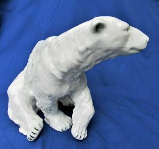 Huge Royal Dux Czech Republic White Porcelain Figurine Walking Polar Bear