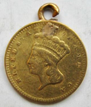 Love Token ' S ' on United States Type 3 Gold Dollar (1856 - 1889) 2