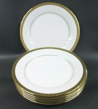 Set 6 Royal Gallery Gold Buffet 10 3/4 " Dinner Plates - No Center Design