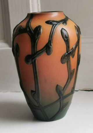 Rare vgt.  Art Nouveau P.  Ipsen pottery vase with bird and branch decorations 3