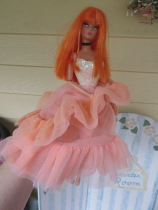 Vintage 1984 Barbie Peaches - N - Cream Dress And Scarf