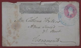 Mayfairstamps Us 1860s Wells Fargo To Sacramento Ca Stationery Cover Wwi98105