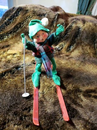 Vintage Annalee Doll 1987 10 " Cross Country Skier Aluminum Poles Vtg Htf Rare