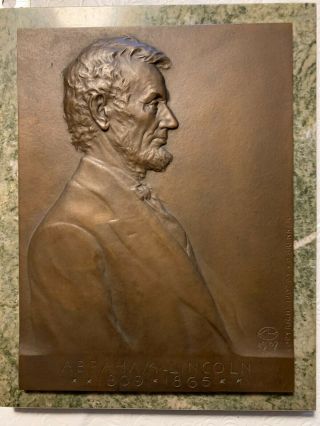 Victor D Brenner Plaque - Abraham Lincoln 1809 - 1865 (by S.  Klaber & Co.  Founder