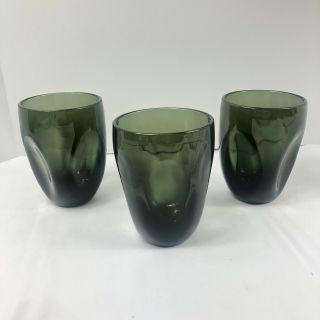 3 Russel Wright Pinch Imperial Green Mid Century Glasses 4 1/2 " Water Tumblers