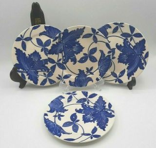 Set Of 4 Vintage 1938 Homer Laughlin Blue Fantasy China Bread Plates 6.  25 "