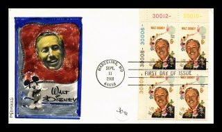 Dr Jim Stamps Us Walt Disney Hand Colored Meisels Fdc Cover Block Scott 1355