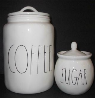 Coffee Canister & Sugar Bowl Stamped Magenta " M " Rae Dunn (rare Htf Lqqk)