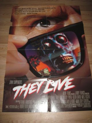 Roddy Piper 1988 They Live Movie Poster Signed By John Carpenter/2 Side