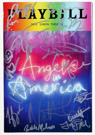 Angels In America Cast Andrew Garfield,  Lee Pace,  Nathan Lane Signed Playbill