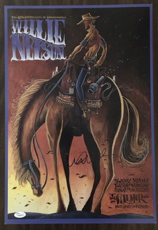 Willie Nelson Photo Signed 13x19 Concert Poster Fillmore Jsa Autographed 