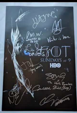 Sdcc Game Of Thrones Signed Autographed Poster Cast Signed W/inscriptions.