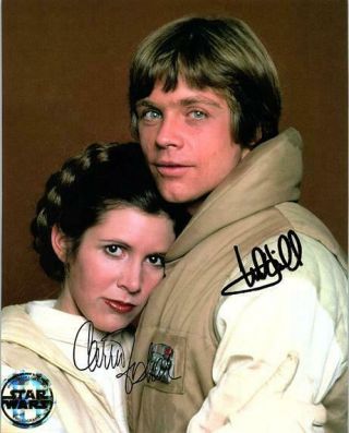 Star Wars - Carrie Fisher & Mark Hamill Cast Signed Autographed Photo W/coa