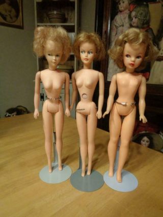 3 Vintage Barbie Era Dolls Tlc Ideal Tammy/a.  C.  Tressy Doll & Mary Make Up Tlc
