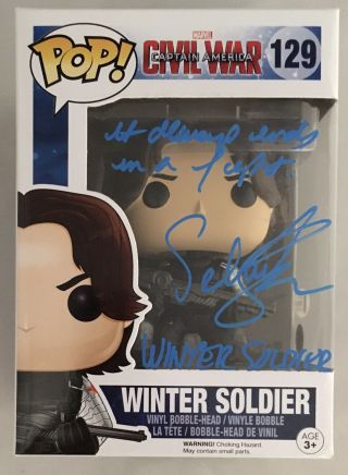 Funko Pop Sebastian Stan Signed Winter Soldier 129 Autographed Bas Exclusive