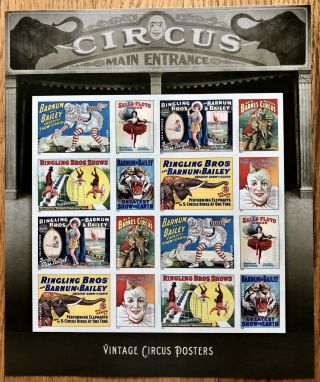 Usa Stamps 2014  - 4898 - 4905 " Vintage Circus Posters " Forever Stamp Sheet
