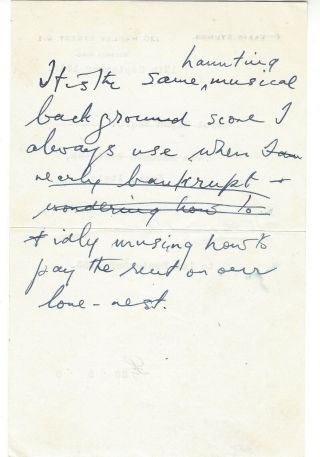 Errol Flynn Hand Written Notes On The Back Of His Medical Bill - 1953