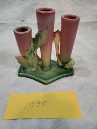 Vintage Roseville Pottery Thornapple Triple Candelabra 1120 Brown With Green.