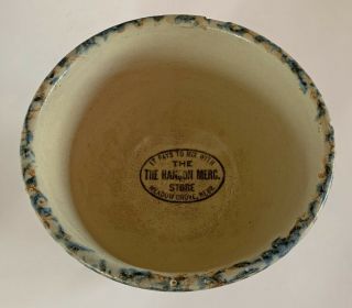 Vintage Red Wing Pottery Spongeware Advertising Bowl 7” Hanson Merc.  Nebraska