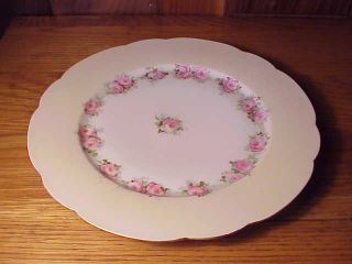 Vintage Charming Hand - Painted Pink Roses 9 1/2 " French Limoges Porcelain Plate