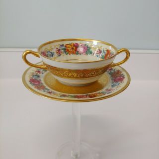 Antique T&v Limoges France La Cloche 2 Handled Bouillon Cream Soup Bowl 1890s