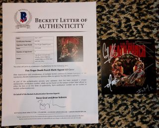 Five Finger Death Punch Signed Autographed Got Your Six Cd By All Bas Loa