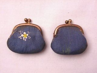 2 Rare Antique Miniature Purses for Doll Coin Change 2