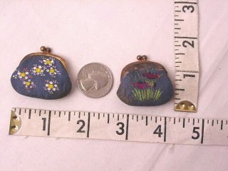 2 Rare Antique Miniature Purses for Doll Coin Change 3
