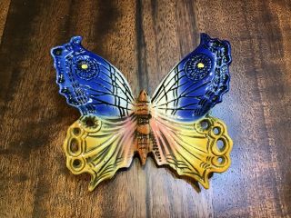 Volkstedt Karl Ens Large Butterfly 1940s Wall Porcelain Blue Yellow Germany