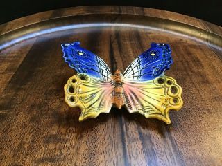 Volkstedt Karl Ens Large Butterfly 1940s Wall Porcelain Blue Yellow Germany 2
