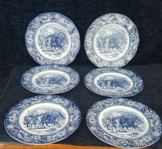 Set Of 6 Staffordshire Liberty Blue 8.  75 " Luncheon Plates - Immaculate