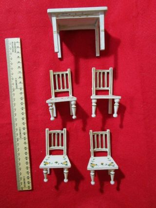 Antique French Or German?? Dollhouse Table & Chair Group,  Signed