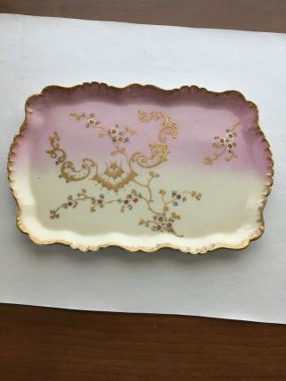Antique Limoges France Porcelain Platter/flat Dish 12”long By 8” For Holidays