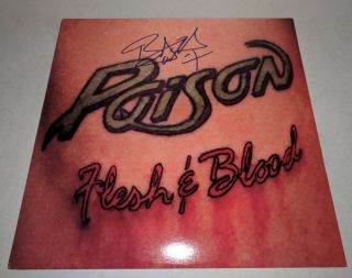 Poison Bret Michaels Signed Autographed " Flesh & Blood " Lp Record Beckett