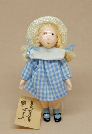 Vintage Little Girl Doll By Cecily Artisan Dollhouse Miniature 1:12
