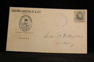 Jersey: Turkey 1890 Knights Of Phythias Fraternal Cover,  Dpo Monmouth Co